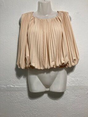 Mare Mare ANTHROPOLOGIE Bubble Hem Top Pleated Sleeveless Accordion Ethereal S